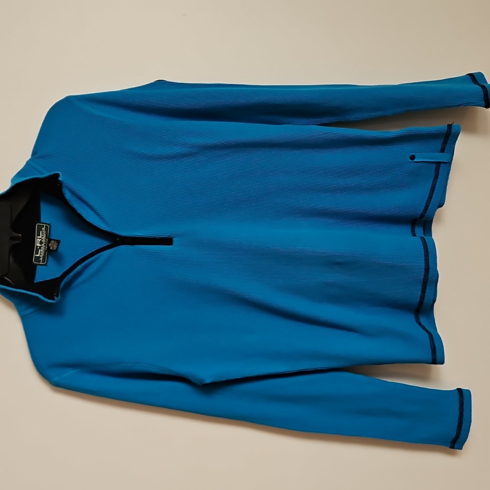 Lauren Ralph Lauren Quarter Zip 100% Cotton Waffle Knit Retro Sportswear PL